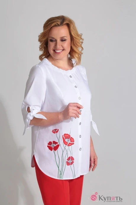 Блузка, туника, рубашка Golden Valley 26385-1 белый+цветы #1