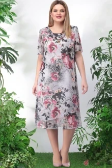 Платье LeNata 11746 бордовые цветы+леопард
