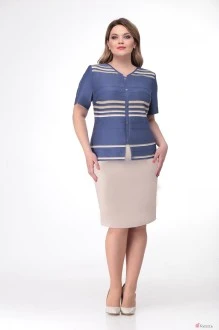 Юбочный костюм Карина Делюкс В-288.1 синий верх