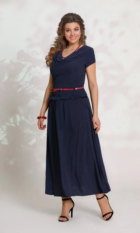 Платье *Распродажа Vittoria Queen 8543 синий в горошек #1