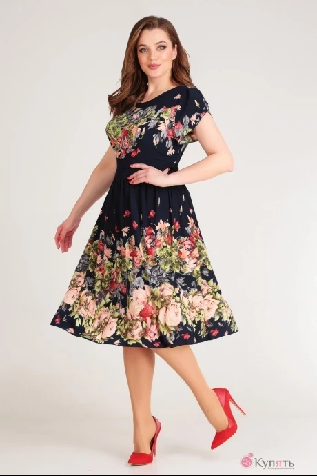 Платье Асолия 2324 полевые цветы+черный #1