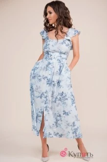 Платье Teffi Style 1420 листики на голубом
