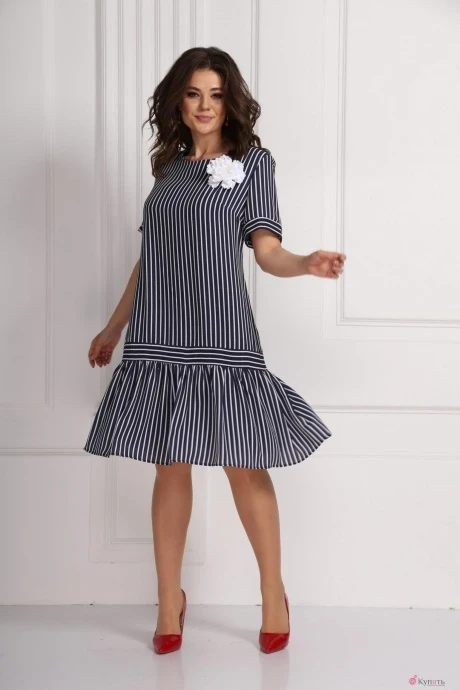 Платье SolomeaLux 595 синий в полоску #1