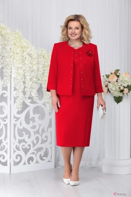 Костюм с платьем Нинель Шик 2212 красный #1