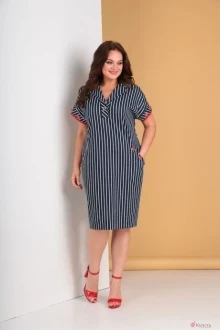 Платье Moda-Versal 2058 темно-синяя полоска