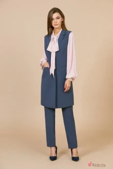 Жилетка EOLA 1705 темно-серый с пыльно-голубым оттенком