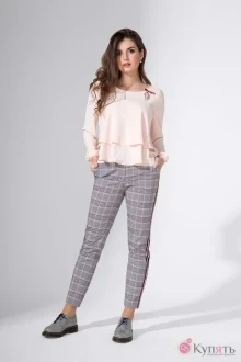 Брючный костюм Avanti 906 серый/пудра