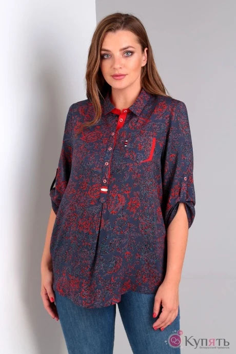 Блузка, туника, рубашка Таир-Гранд 62274-1 темно-серый + красный #1