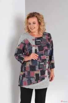 Блузка, туника, рубашка Орхидея Люкс 931 разноцветные квадраты
