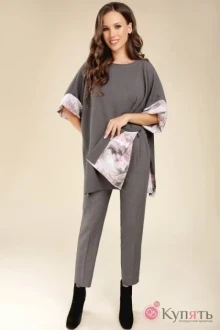 Джемпер (кофта) Teffi Style 1285 графит-папоротник
