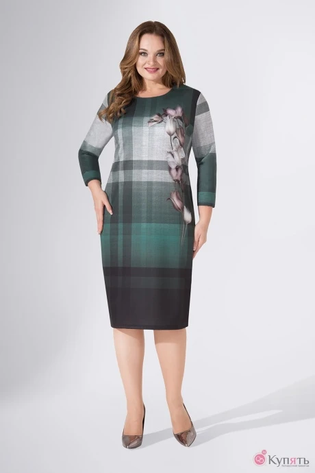 Платье ArtMio 300-1 зеленый/серый #1