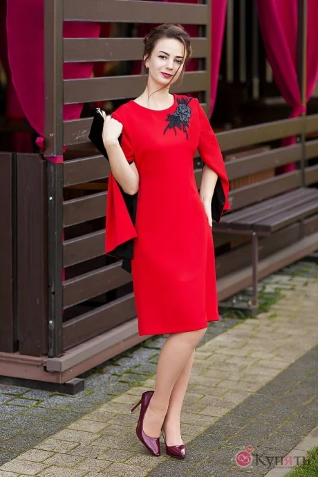 Платье Euro-moda 197/1 красный #1
