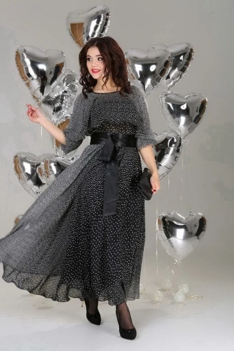 Платье *Распродажа Anastasia 063 а черный с белым (дефект) #1