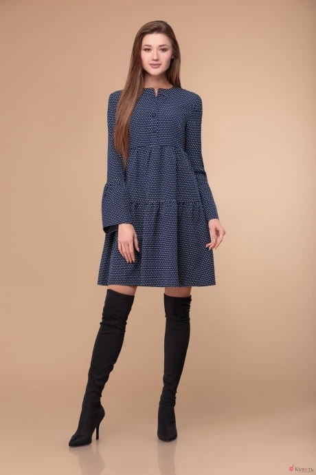 Платье Svetlana-Style 1336 синий+белый горох #1