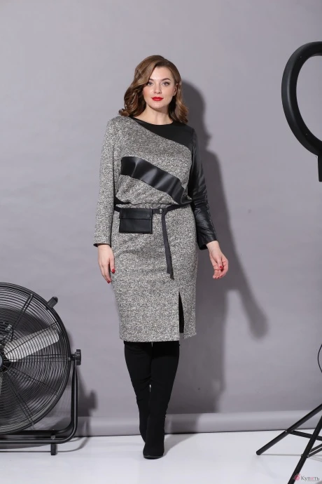Платье Карина Делюкс В-238 серый+черный #1