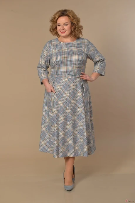 Платье Lady Style Classic 1270 Бежевый клетка #1