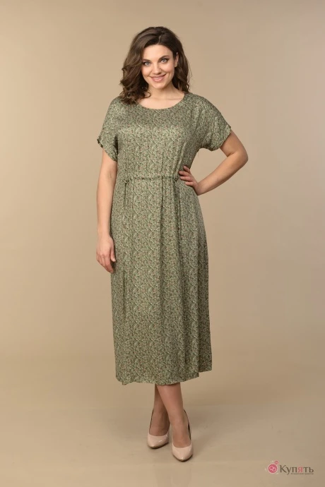 Платье Lady Style Classic 1605 -1 хаки Цветочик #1
