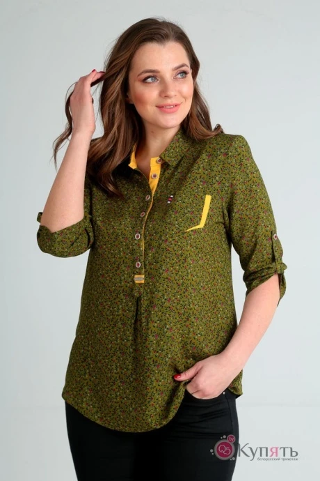 Блузка Таир-Гранд 62274 -1 зеленый+желтая отделка #1