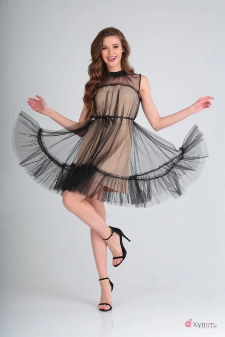 Платье DoMira 01-560 черный с бежевым #1