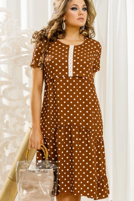 Платье Vittoria Queen 11373 -1 коричневый (горохи) #1