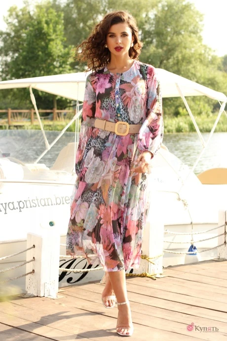 Платье Мода-Юрс 2550 розовые цветы #1
