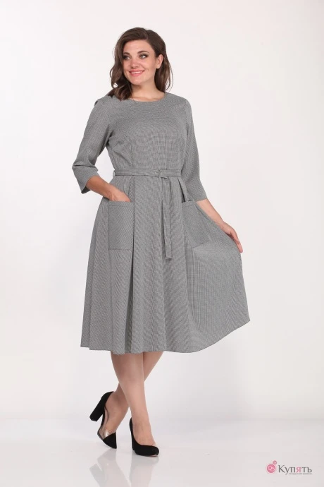 Платье Lady Style Classic 1270 -9 серые тона гусиная лапка #1