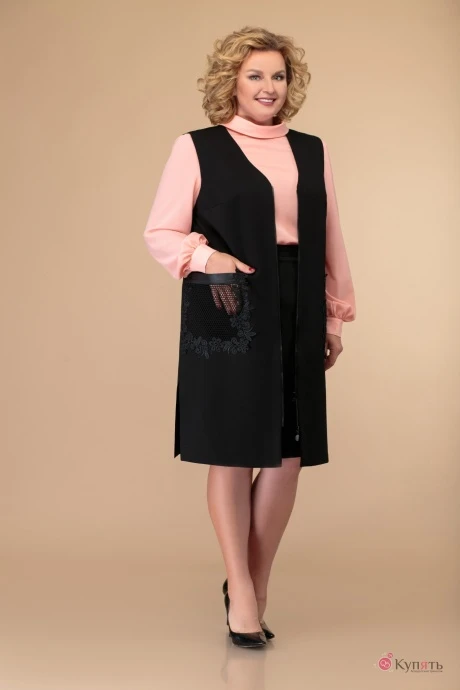 Юбочный костюм Svetlana-Style 1372 черное/персиковое #1