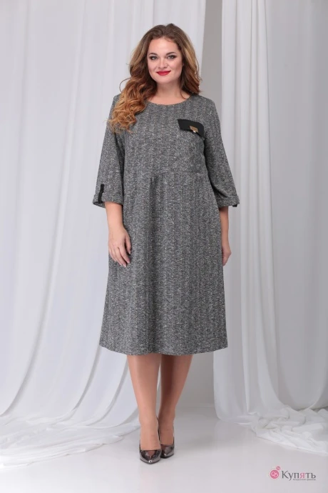 Платье Карина Делюкс В-281 серо-чёрное #1