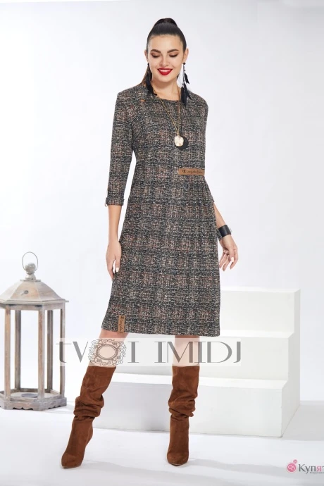 Платье Твой Имидж 1310 коричневый+черный+серый #1