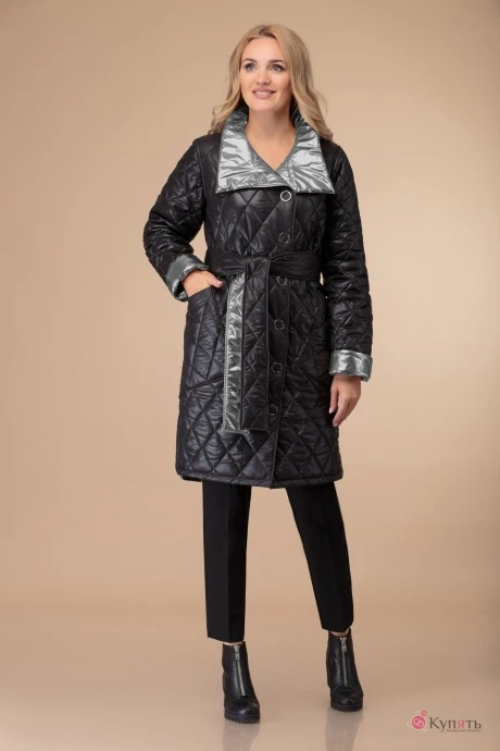 Пальто Svetlana-Style 1458 чёрный+серый #1