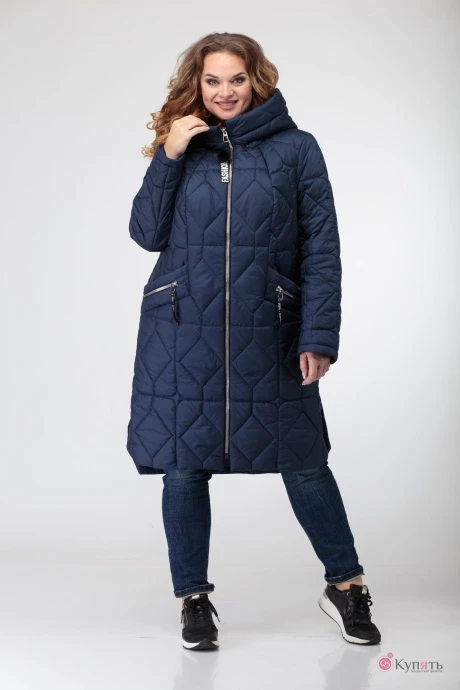 Пальто TricoTex Style 3420 синий ромбы #1