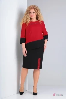 Юбочный костюм Ksenia Style 1848 красный+черный
