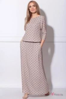 Платье LeNata 11130 рисунок на бежевом