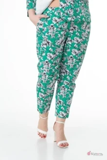 Брюки БелЭльСтиль 586 зеленый+белый