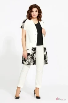 Брючный костюм Мублиз 539 белый+черный