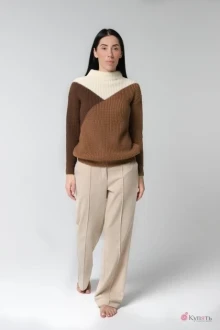 Джемпер (кофта) Romgil ТЗ357 170-176 молочный/коричневый/светло-коричневый