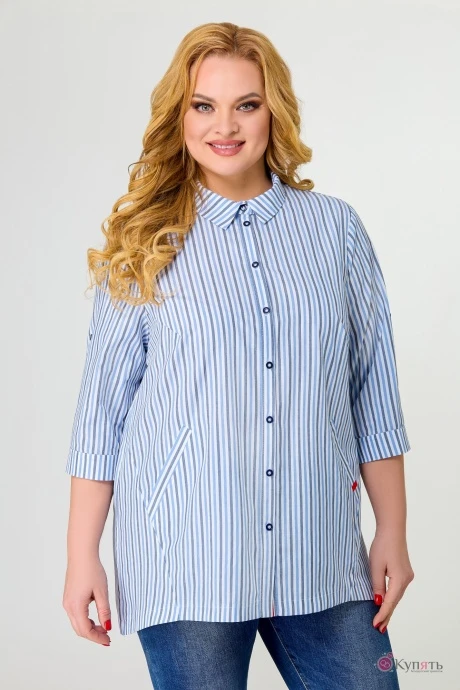 Рубашка Emilia 340 /2 бело-голуб-серая полоска #1