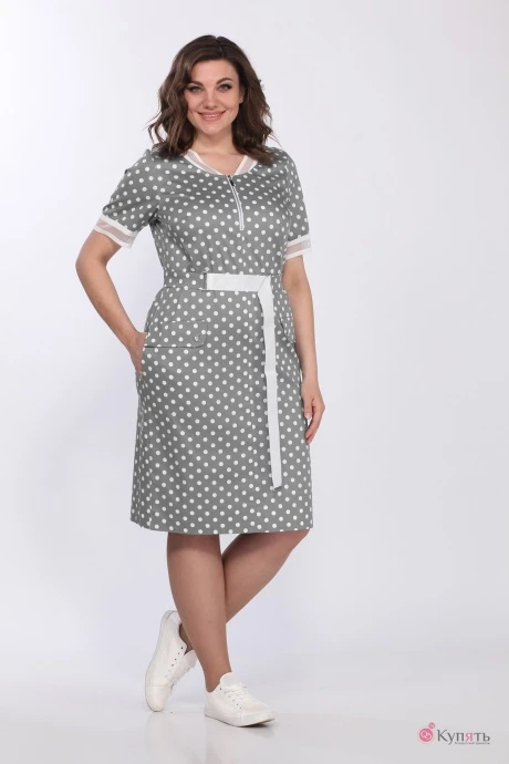 Платье Lady Style Classic 2057 /5 серый в горошек #1