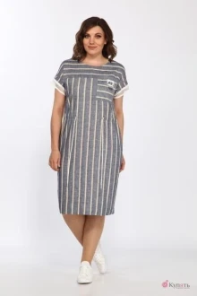 Платье Lady Style Classic 2277/1 cерый с горчичным