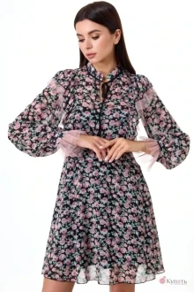 Платье Anelli 1030 черное с розами