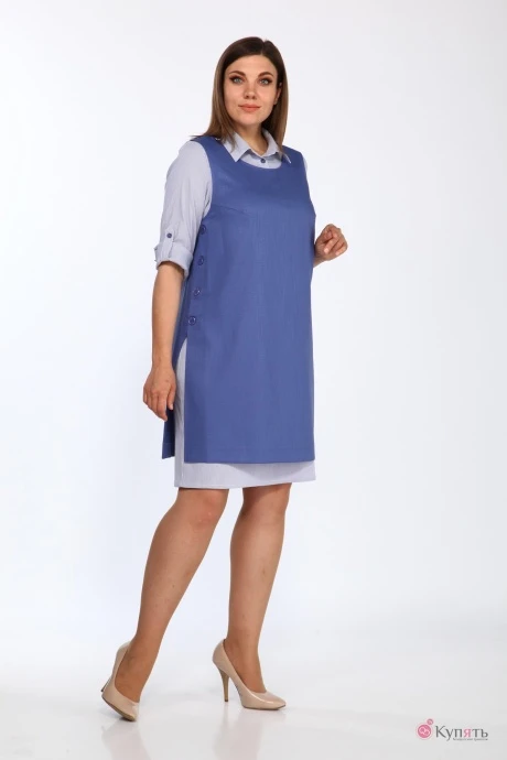 Юбочный костюм Lady Style Classic 1300 синие тона (туника+платье) #1