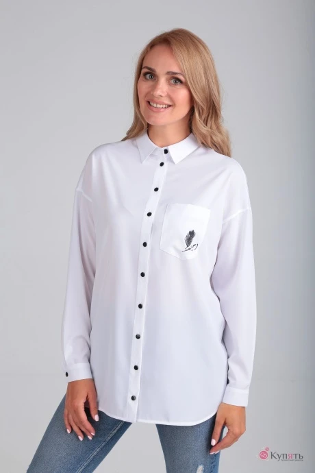 Рубашка MODEMA 449 /4 белая с аппликацией «перо» на кармане #1