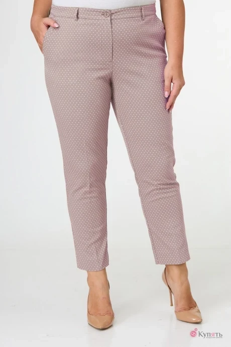 Брюки *Распродажа БелЭльСтиль 586 пудра в горох #1