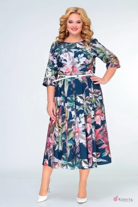 Платье Swallow 397 Бежевый принт «акварель» #1