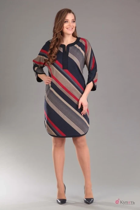 Платье Lady Style Classic 1192/1 Темно-синий с красным Диагональ #1