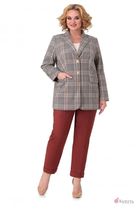 Брючный костюм Мишель Стиль 973 Бежево-терракотовый #1