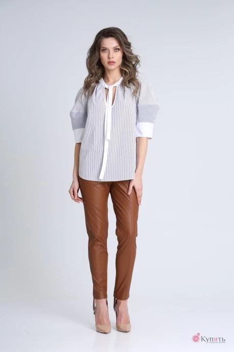 Блузка *Распродажа SandyNa 13953 Белый в полоску #1