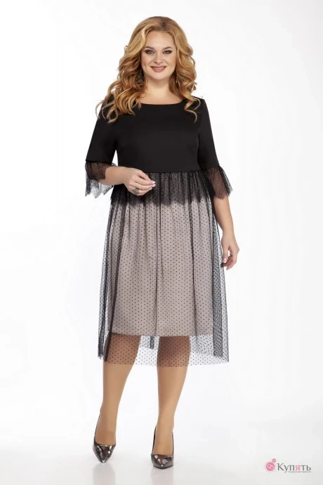 Платье ЛаКона 1403 черный с бежевым #1