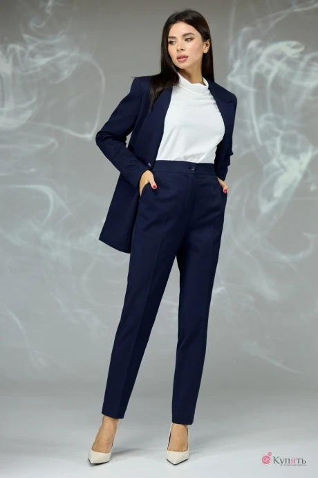 Брючный костюм Angelina&Сompany 596с темно синий мелкая ячейка двойка #1