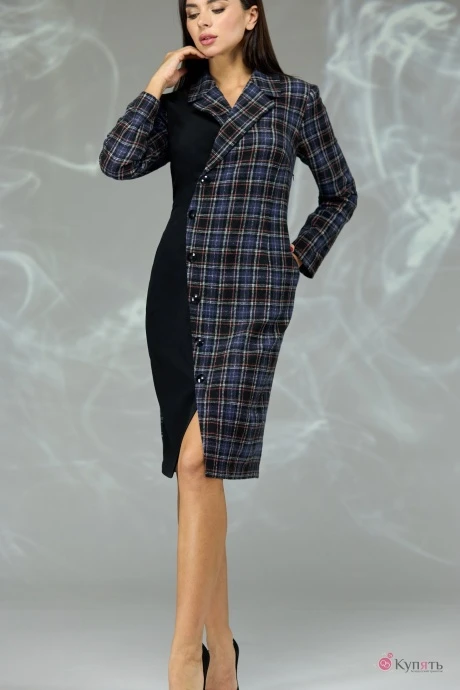 Деловое платье Angelina&Сompany 599s синяя клетка #1